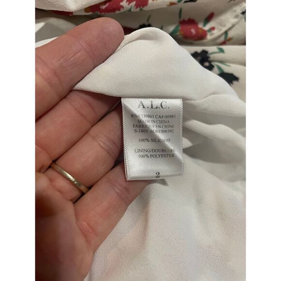 A.L.C. Floral Richards Silk MIDI Dress Sz 2 - Picture 4 of 15